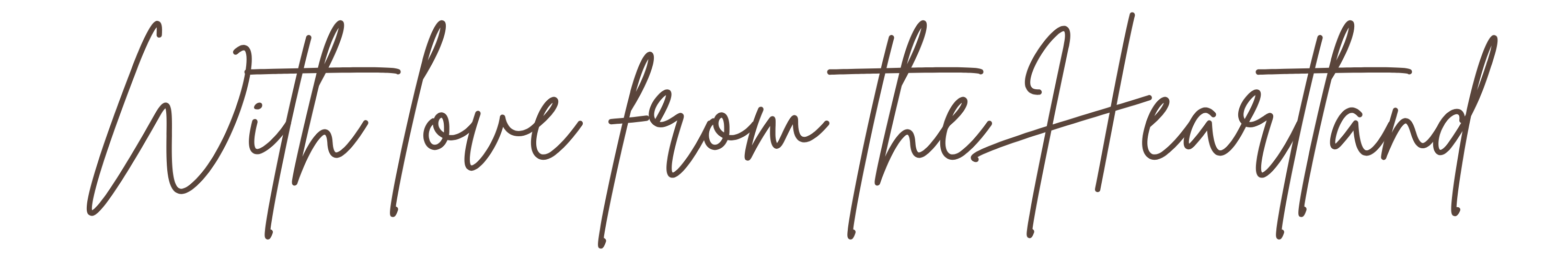 Text 'With love from the Heartland' in a decorative font on a white background