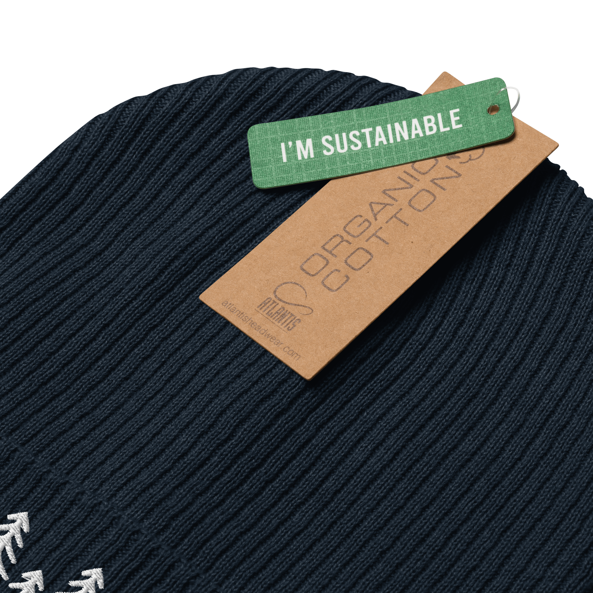 Embroidered Pine Tree | Organic Cotton Ribbed Beanie - Heartland Stitch