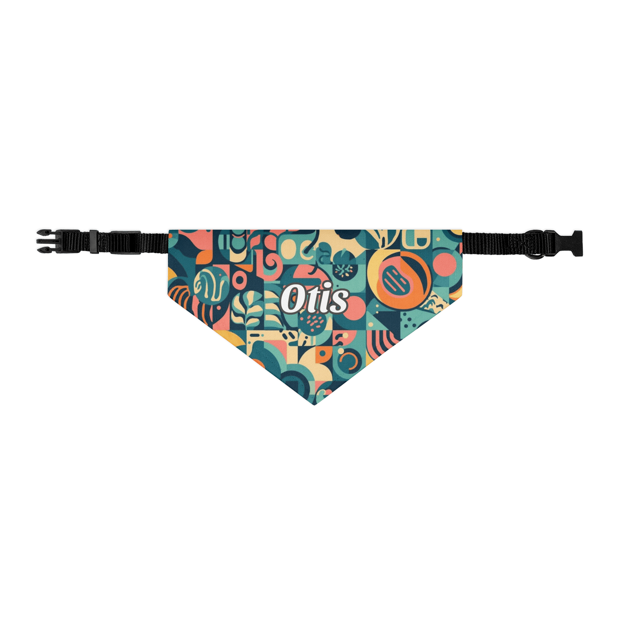 Abstract Artisan Personalized Pet Bandana with Built - in Adjustable Collar - Heartland Stitch