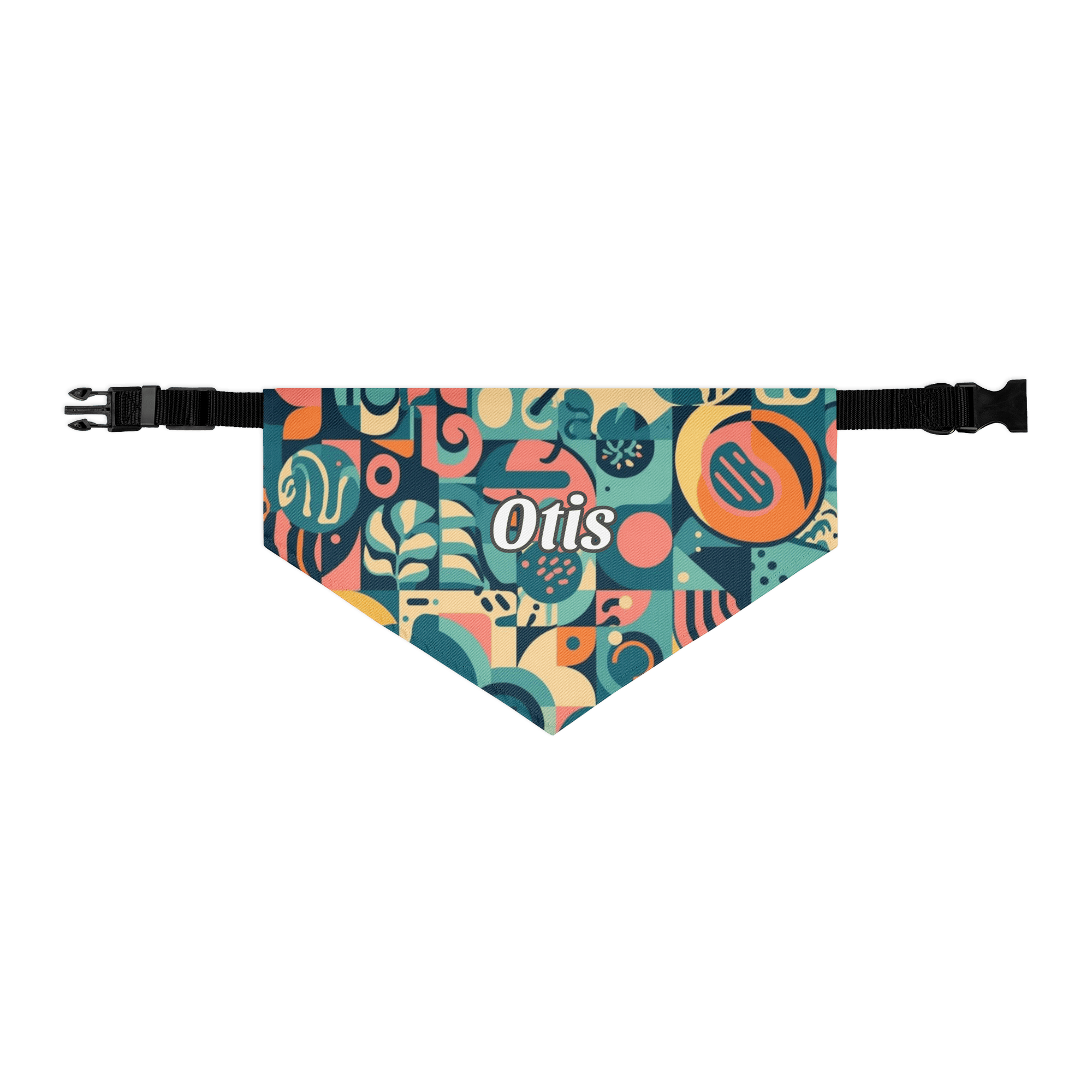 Abstract Artisan Personalized Pet Bandana with Built - in Adjustable Collar - Heartland Stitch