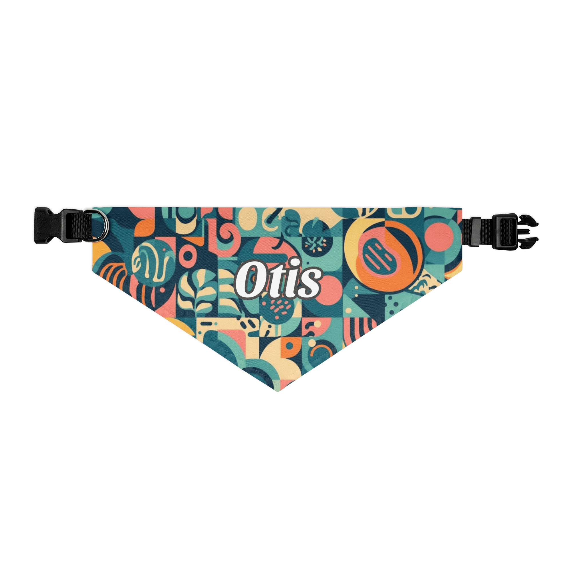 Abstract Artisan Personalized Pet Bandana with Built - in Adjustable Collar - Heartland Stitch