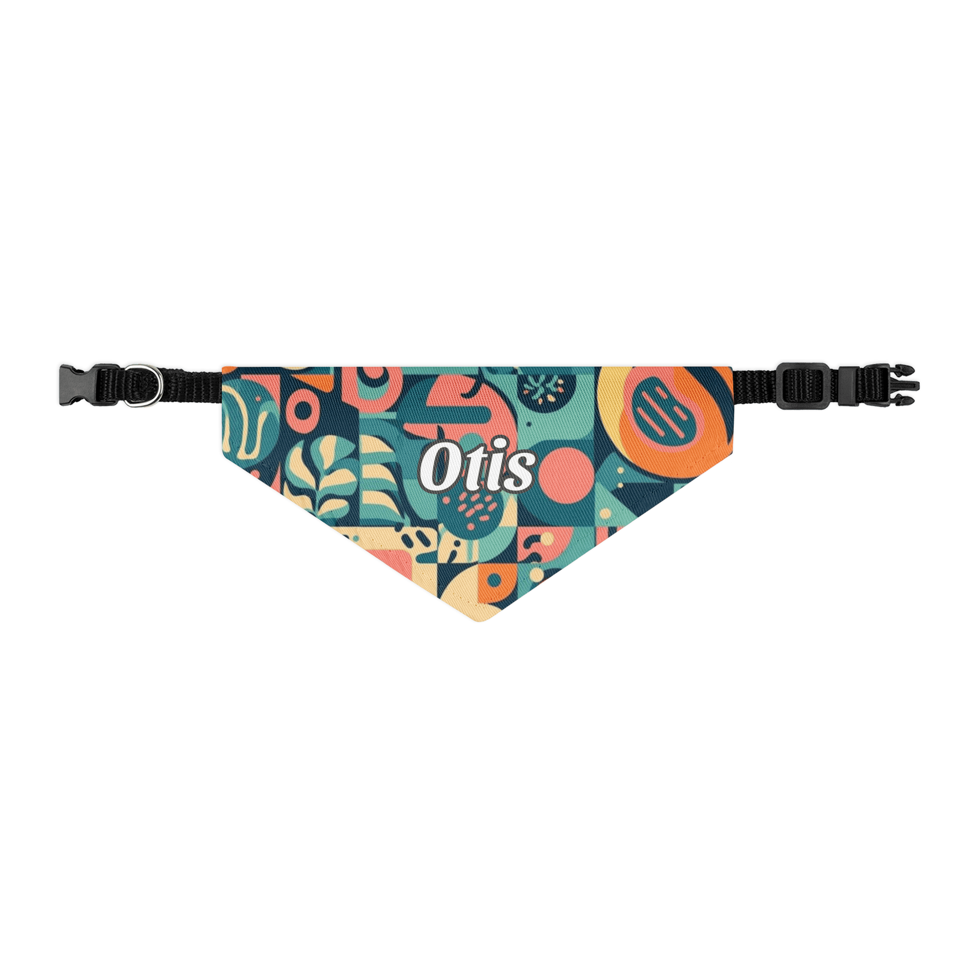 Abstract Artisan Personalized Pet Bandana with Built - in Adjustable Collar - Heartland Stitch