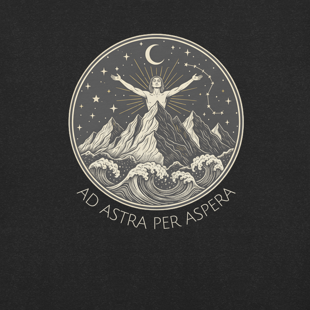 "Ad Astra Per Aspera" Aesthetic T-Shirt | Bella+Canvas Soft Tee | Celestial Wanderlust Graphic - Heartland Stitch