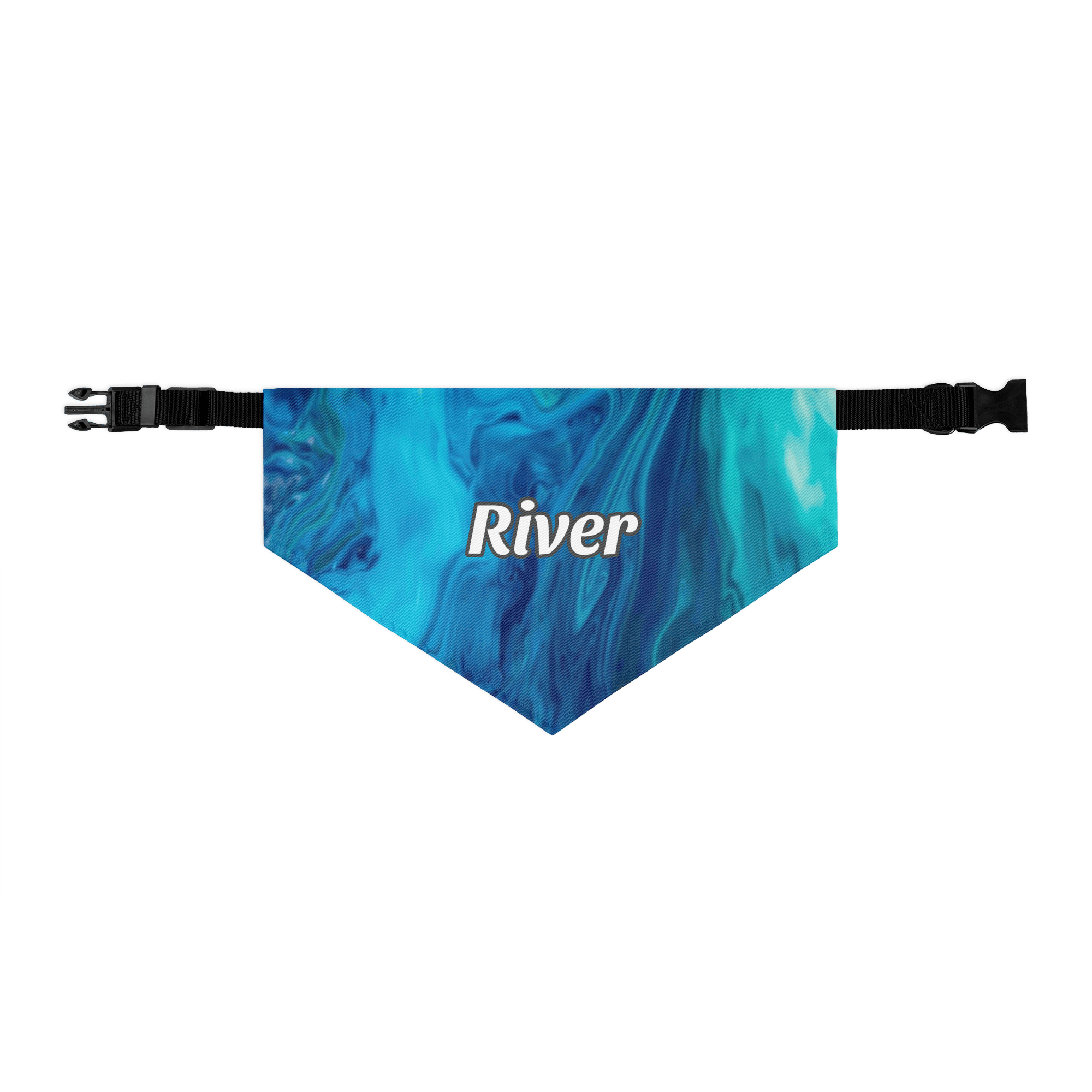 Azure Flow Personalized Pet Bandana with Built - in Adjustable Collar - Heartland Stitch