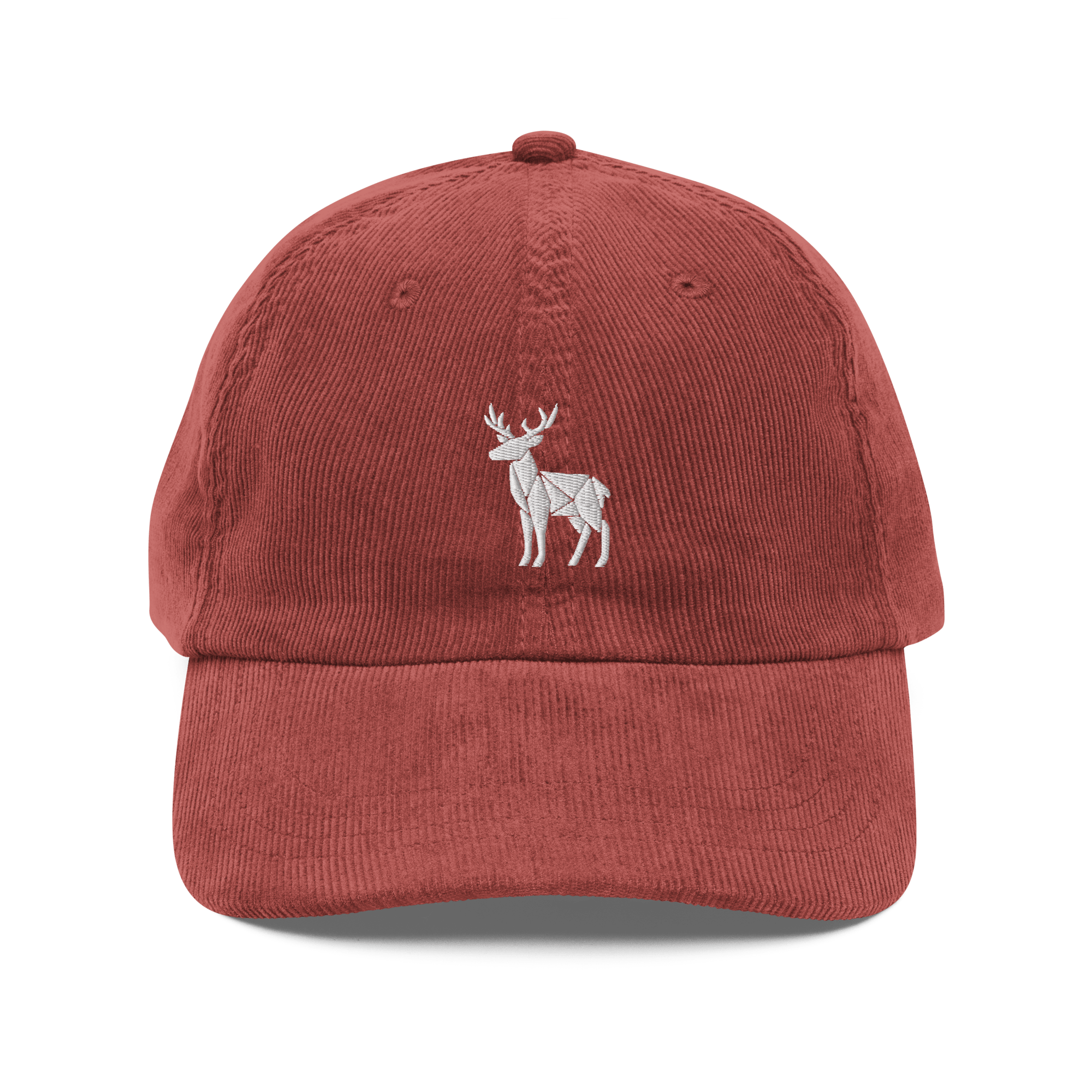 Corduroy Hat | Embroidered Geometric Deer Cap | Minimalist Outdoor Style - Heartland Stitch