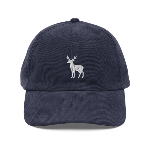 Corduroy Hat | Embroidered Geometric Deer Cap | Minimalist Outdoor Style - Heartland Stitch