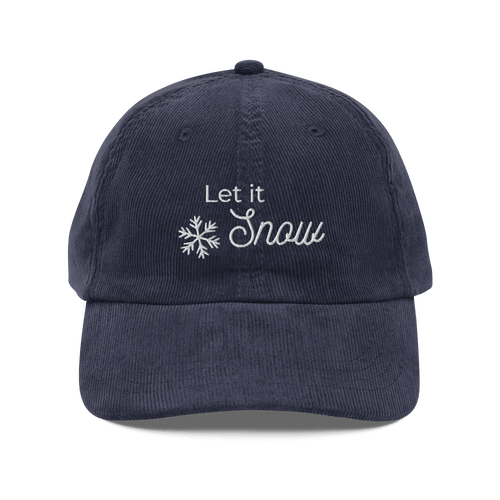 Corduroy Hat | Embroidered "Let it Snow" Cap | Winter Holiday Gift - Heartland Stitch