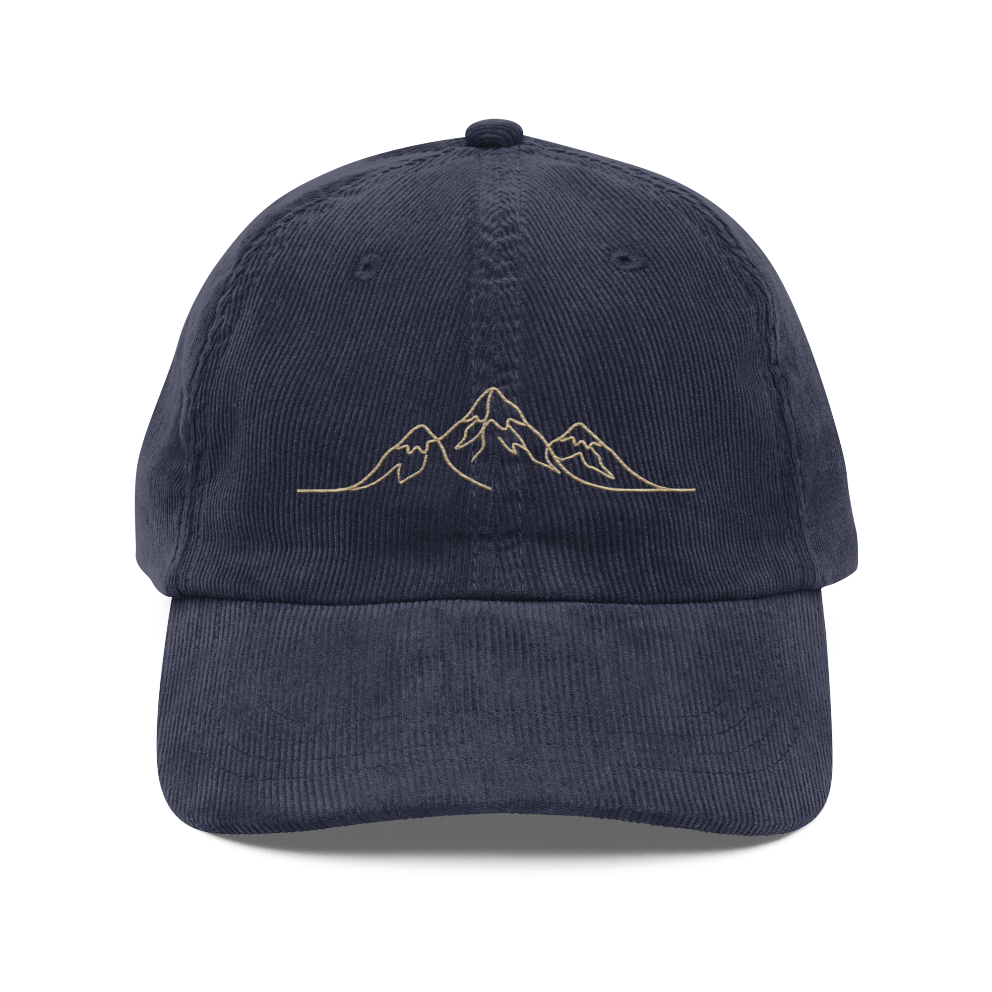 Corduroy Hat | Embroidered Mountain Line Art Cap | Minimalist Outdoor Gift - Heartland Stitch