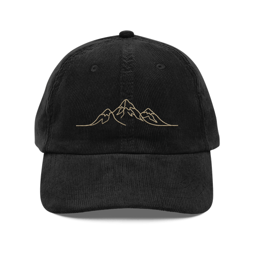 Corduroy Hat | Embroidered Mountain Line Art Cap | Minimalist Outdoor Gift - Heartland Stitch