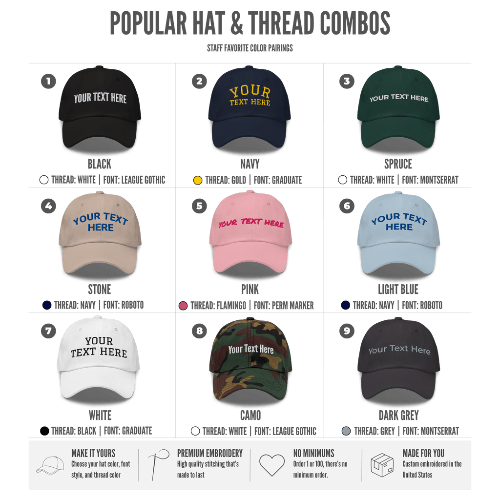 Custom Embroidered Dad Hat - Heartland Stitch
