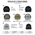 Richardson 112 trucker hat color options and embroidery thread color combinations for custom personalization