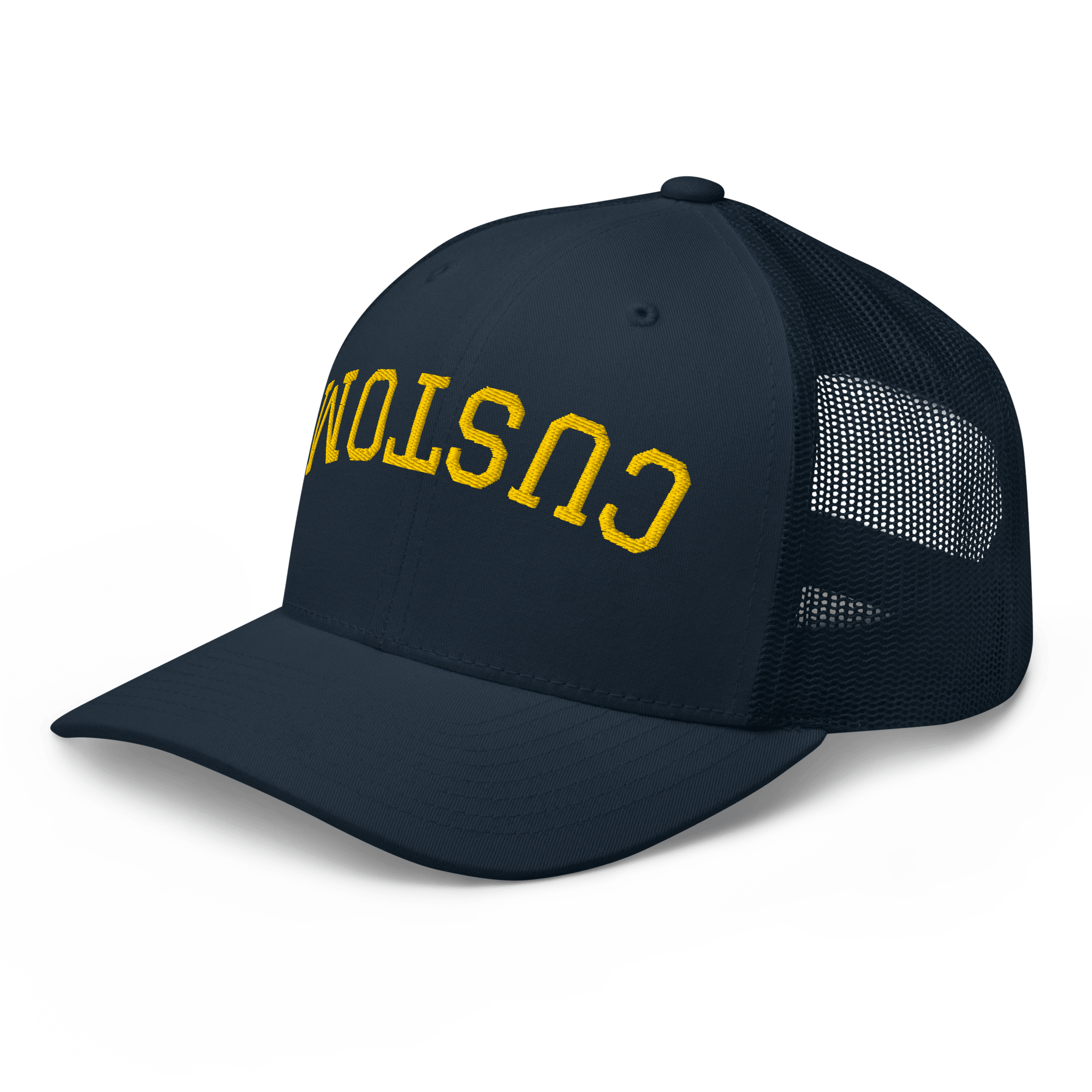 Custom Upside Down Embroidered Trucker Hat - Heartland Stitch