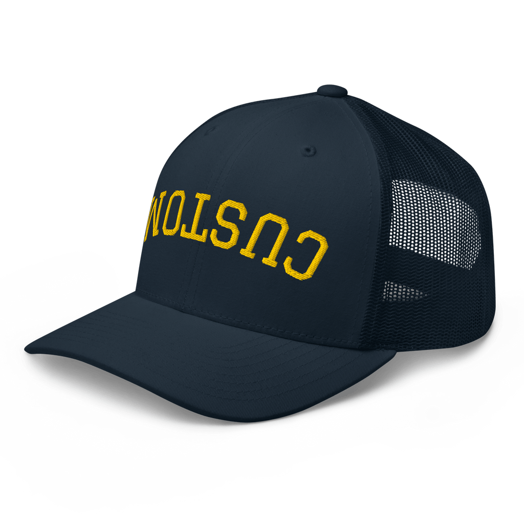 Custom Upside Down Embroidered Trucker Hat - Heartland Stitch