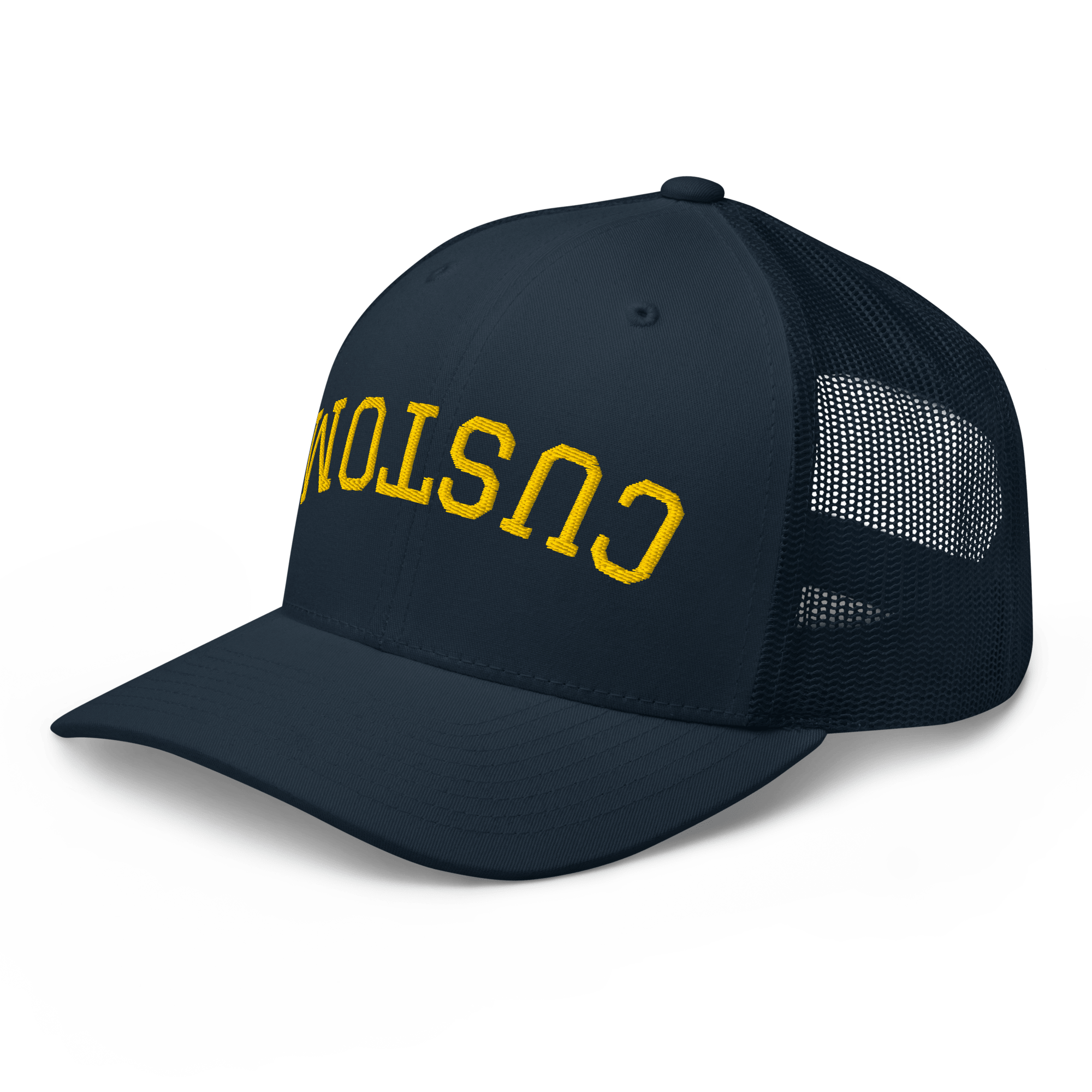 Custom Upside Down Embroidered Trucker Hat - Heartland Stitch