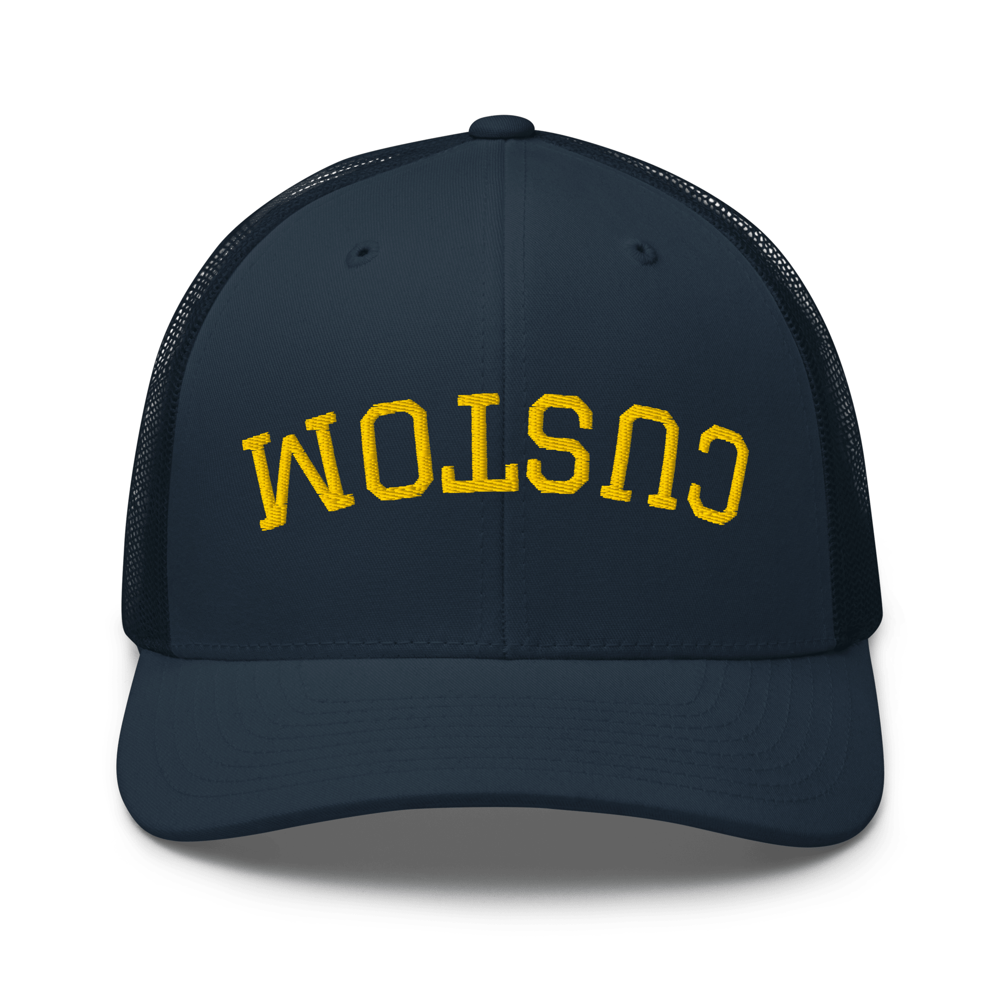Custom Upside Down Embroidered Trucker Hat - Heartland Stitch