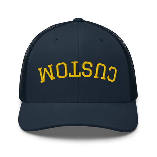 Custom Upside Down Embroidered Trucker Hat - Heartland Stitch