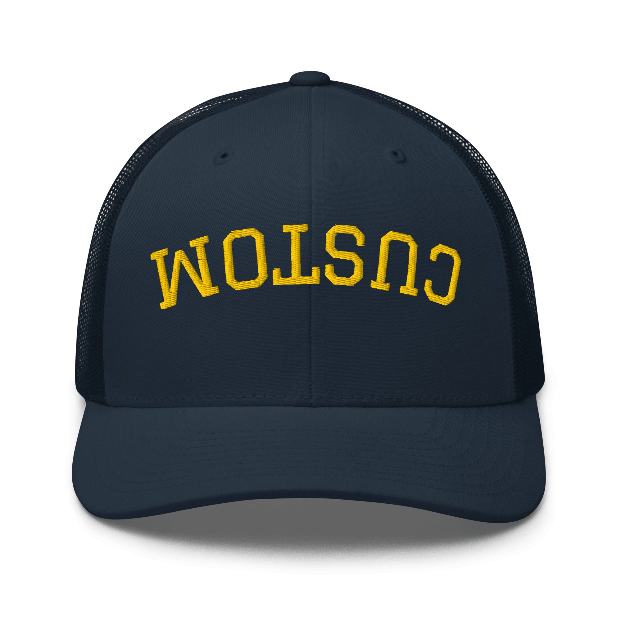 Custom Upside Down Embroidered Trucker Hat - Heartland Stitch