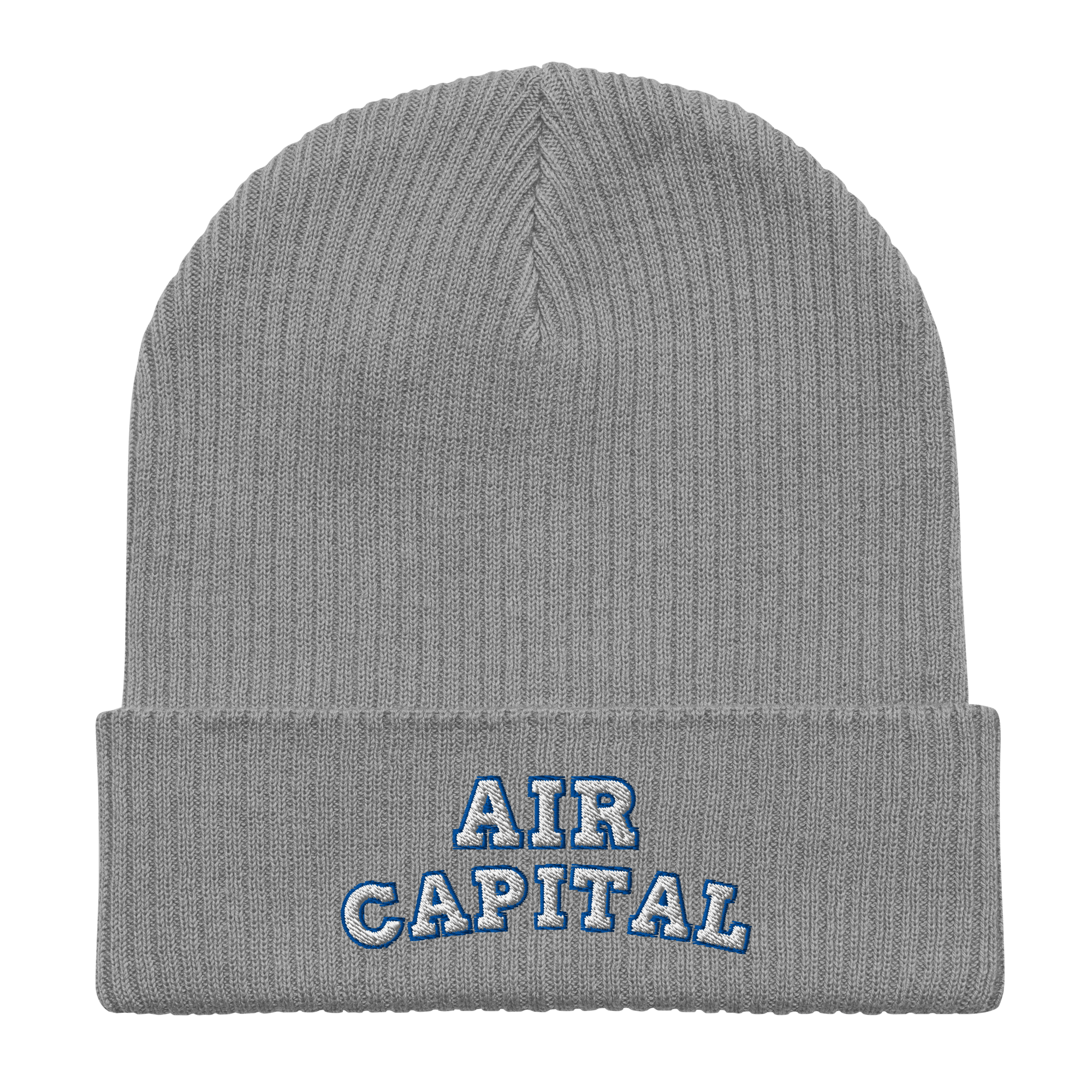 Embroidered Air Capital | Organic Cotton Ribbed Beanie - Heartland Stitch