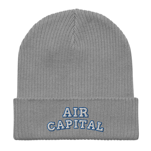 Embroidered Air Capital | Organic Cotton Ribbed Beanie - Heartland Stitch