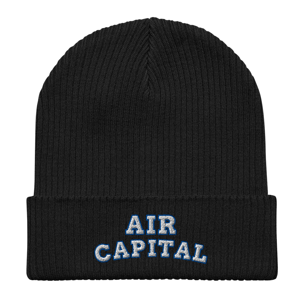 Embroidered Air Capital | Organic Cotton Ribbed Beanie - Heartland Stitch