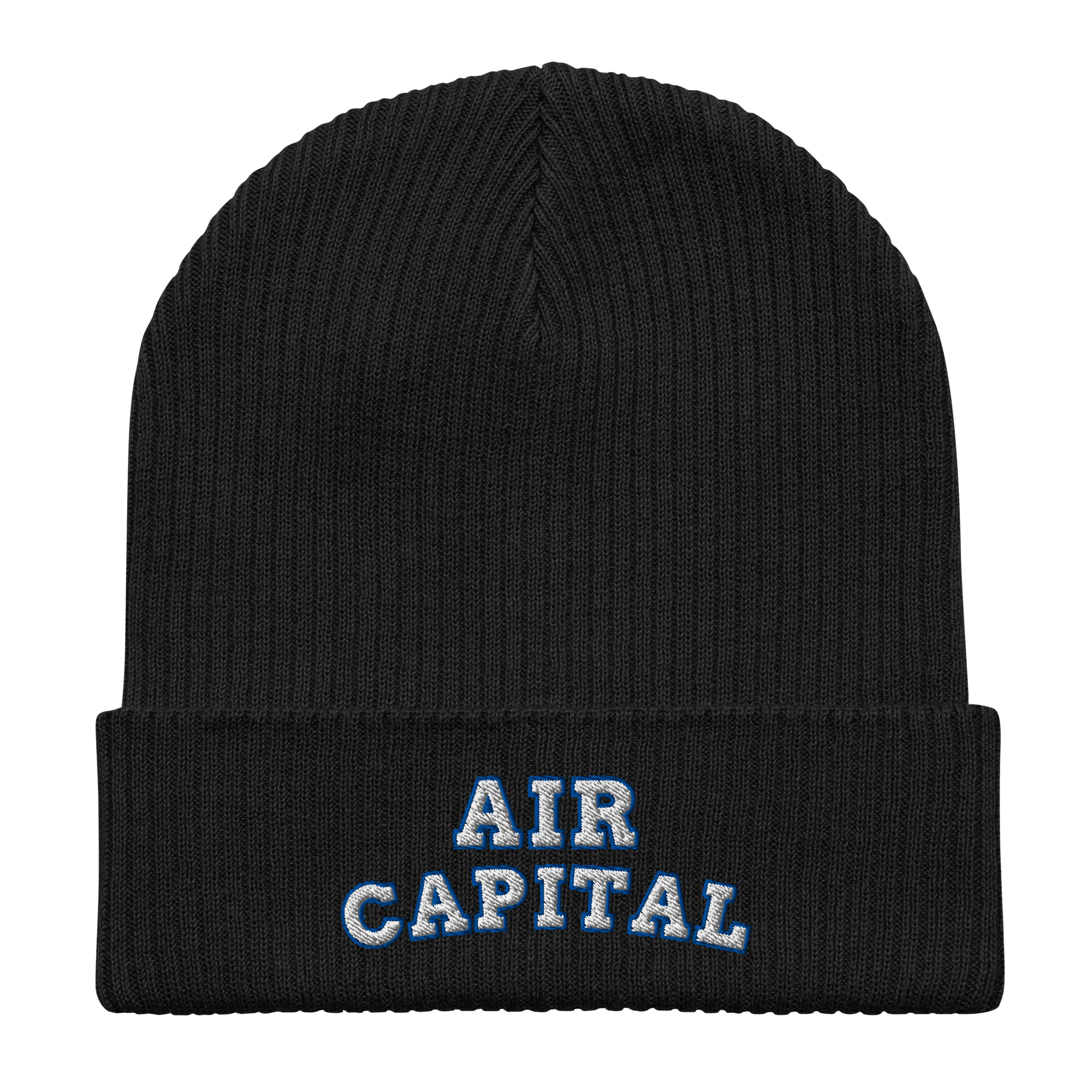 Embroidered Air Capital | Organic Cotton Ribbed Beanie - Heartland Stitch