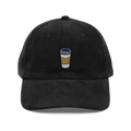 Embroidered Coffee Cup Corduroy Hat | Vintage Style Cozy Cap | Coffee Lover Gift - Heartland Stitch