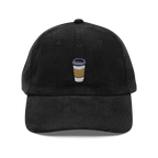 Embroidered Coffee Cup Corduroy Hat | Vintage Style Cozy Cap | Coffee Lover Gift - Heartland Stitch