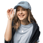 Embroidered Dad Hat | "Powered By Anxiety and Iced Coffee" Funny Mental Health Cap - Heartland Stitch