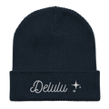 Embroidered Delulu | Organic Cotton Ribbed Beanie - Heartland Stitch
