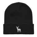 Embroidered Geometric Deer | Organic Cotton Ribbed Beanie - Heartland Stitch