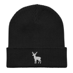 Embroidered Geometric Deer | Organic Cotton Ribbed Beanie - Heartland Stitch