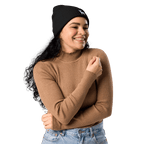 Embroidered Geometric Deer | Organic Cotton Ribbed Beanie - Heartland Stitch