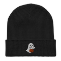 Embroidered Ghost Halloween | Organic Cotton Ribbed Beanie - Heartland Stitch