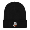 Embroidered Ghost Halloween Ribbed Knit Beanie - Heartland Stitch