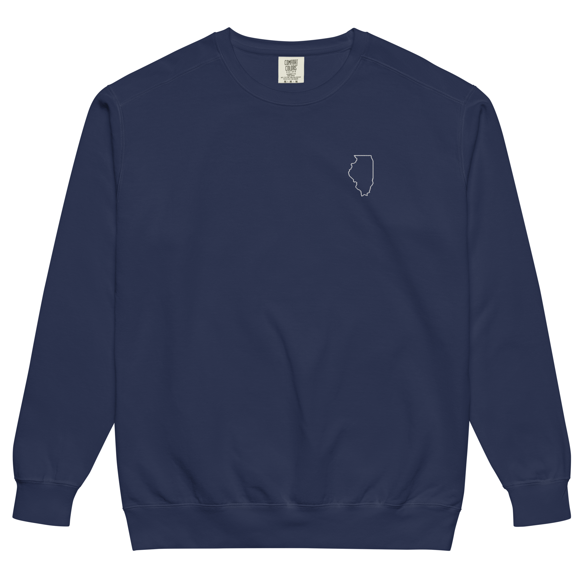 Embroidered ILLINOIS State Outline Sweatshirt | COMFORT COLORS Crewneck - Heartland Stitch