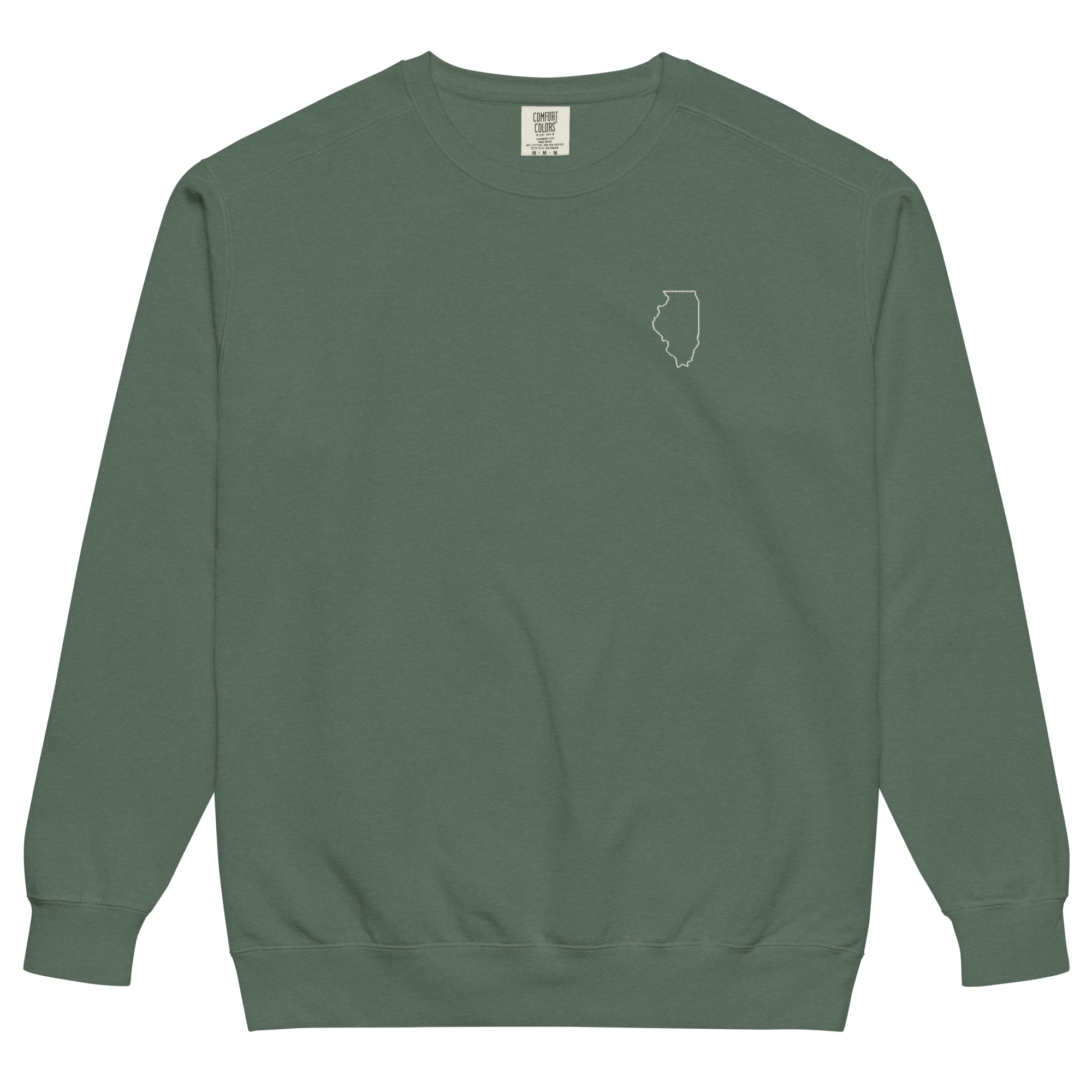 Embroidered ILLINOIS State Outline Sweatshirt | COMFORT COLORS Crewneck - Heartland Stitch