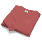 Embroidered IOWA State Outline Sweatshirt | Minimalist IA Pride Comfort Colors Crewneck - Heartland Stitch