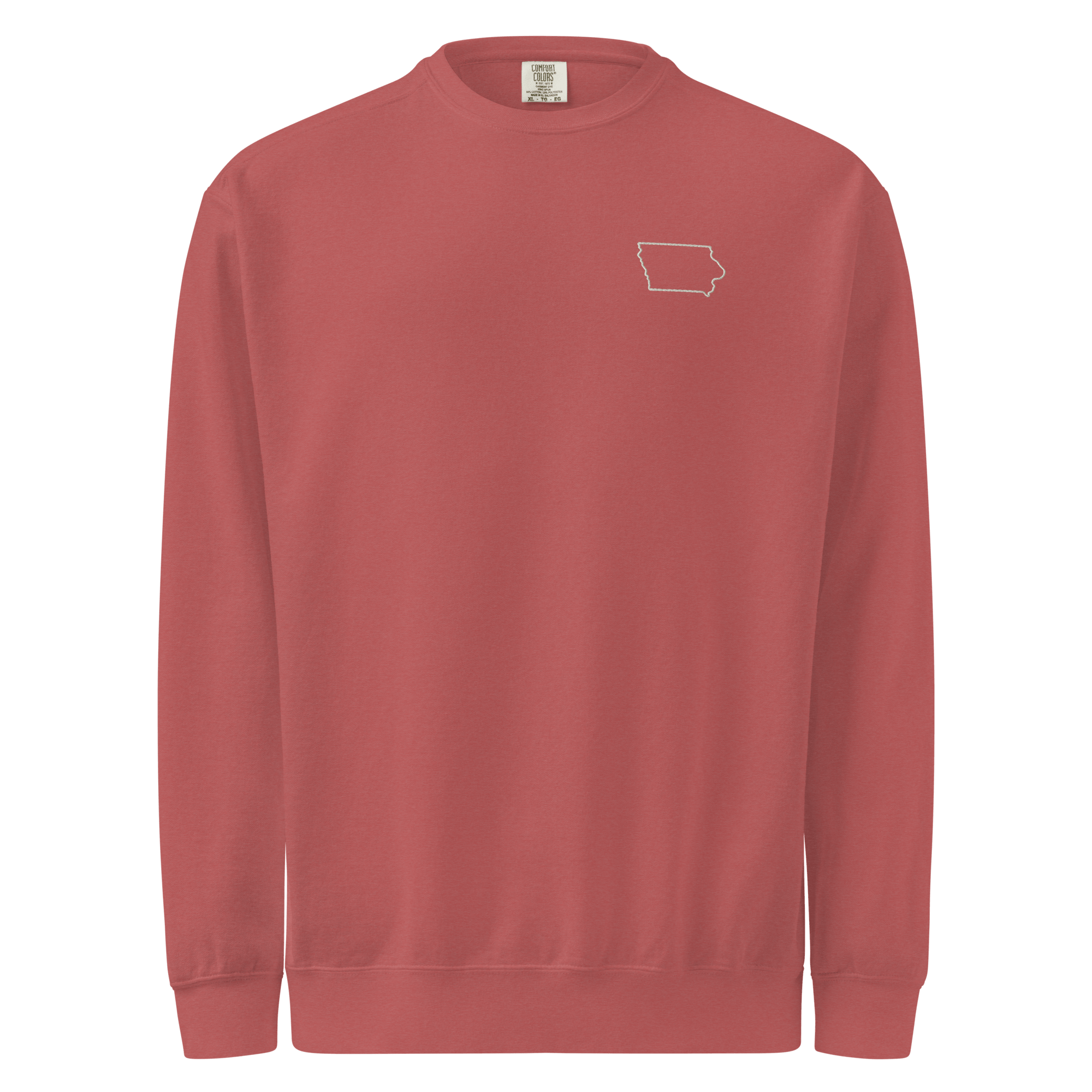 Embroidered IOWA State Outline Sweatshirt | Minimalist IA Pride Comfort Colors Crewneck - Heartland Stitch
