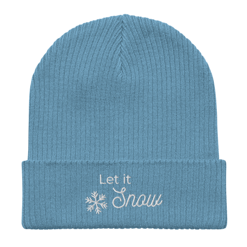 Embroidered Let It Snow | Organic Cotton Ribbed Beanie - Heartland Stitch