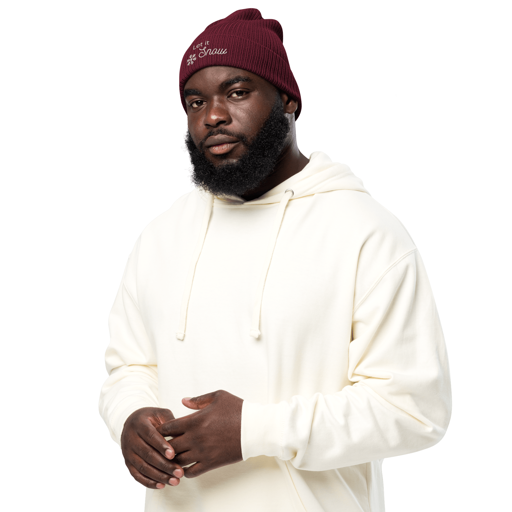 Embroidered Let It Snow | Organic Cotton Ribbed Beanie - Heartland Stitch