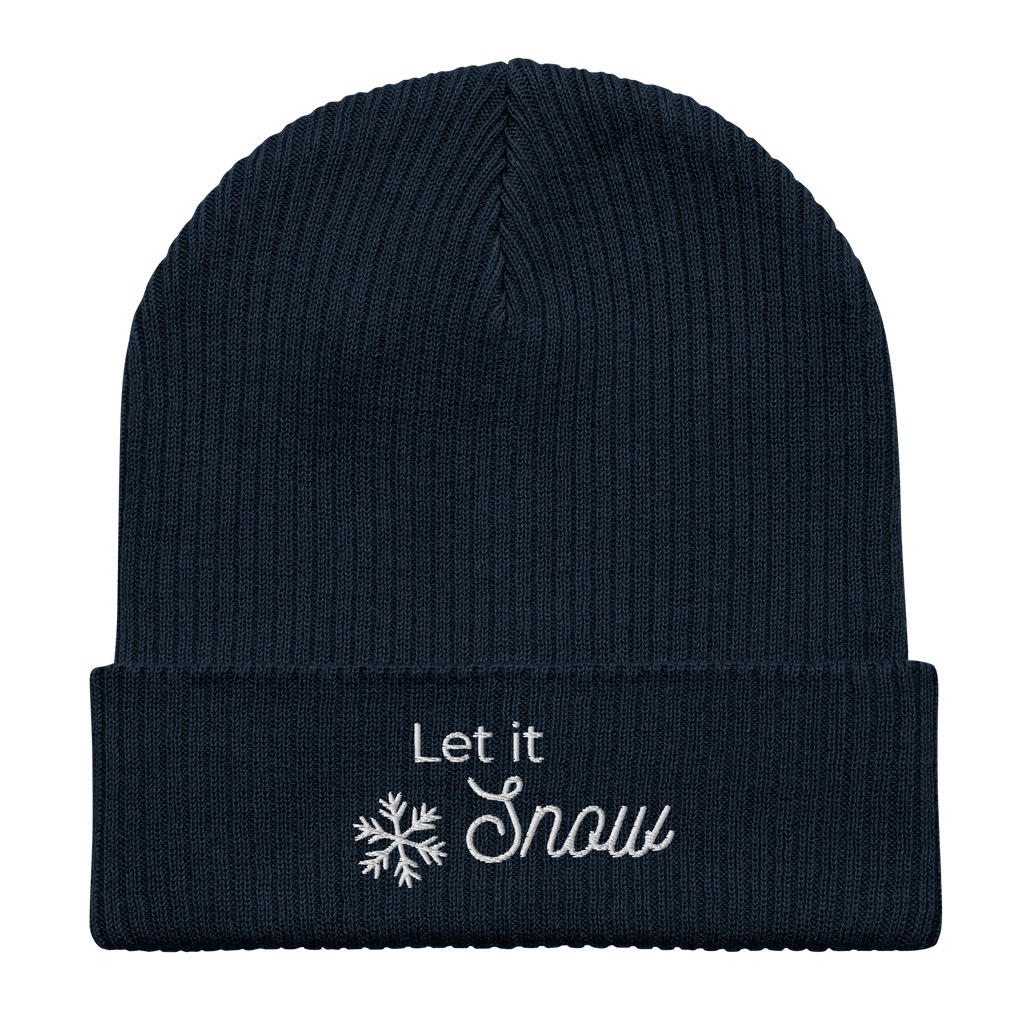 Embroidered Let It Snow | Organic Cotton Ribbed Beanie - Heartland Stitch
