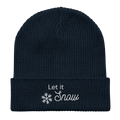 Embroidered Let It Snow | Organic Cotton Ribbed Beanie - Heartland Stitch