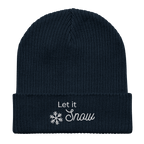 Embroidered Let It Snow | Organic Cotton Ribbed Beanie - Heartland Stitch