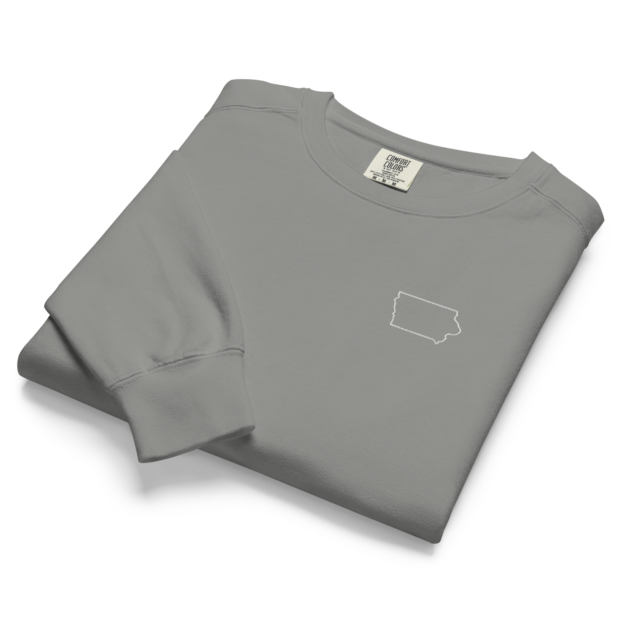 Embroidered MICHIGAN State Outline Sweatshirt | Minimalist MI Pride Comfort Colors Crewneck - Heartland Stitch