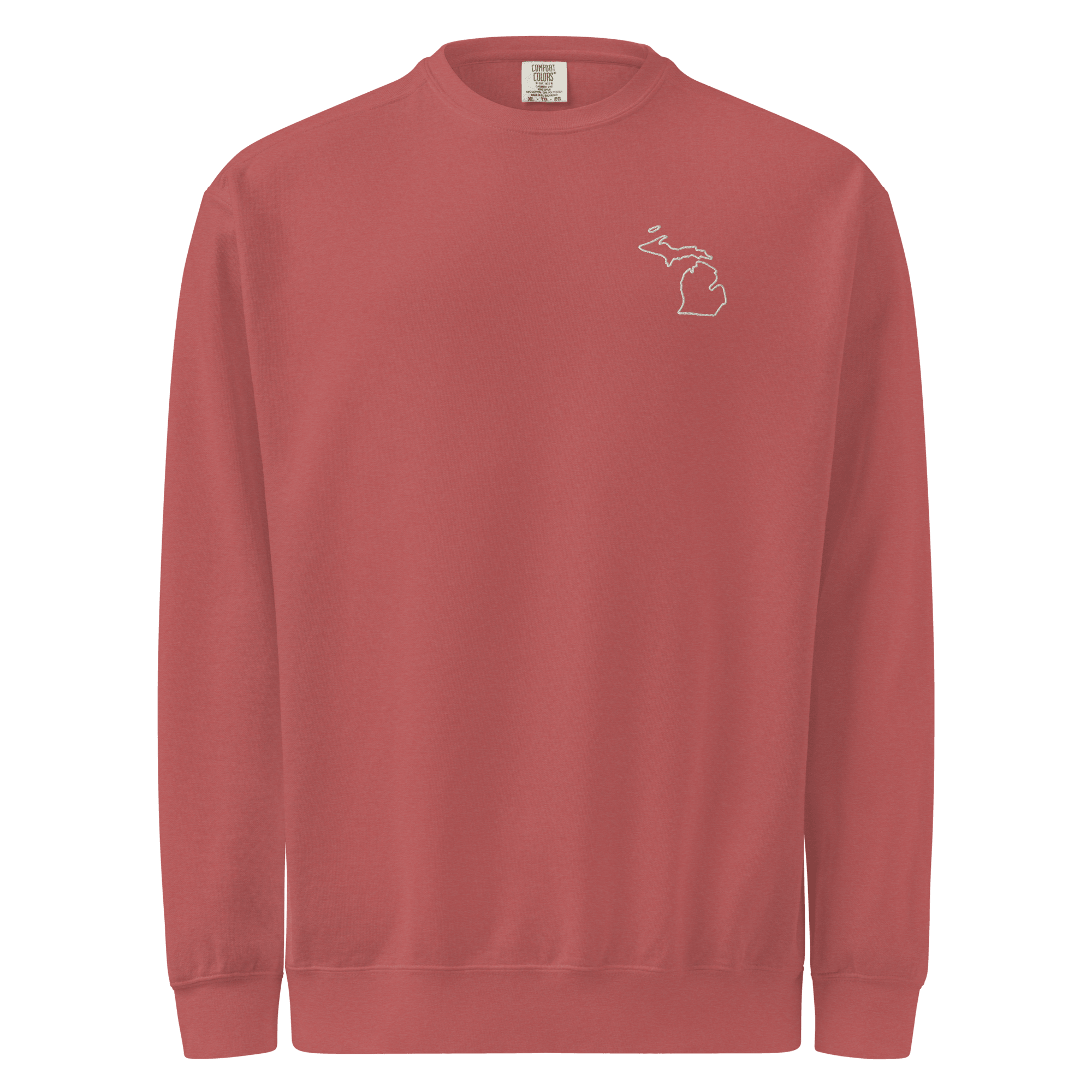 Embroidered MICHIGAN State Outline Sweatshirt | Minimalist MI Pride Comfort Colors Crewneck - Heartland Stitch