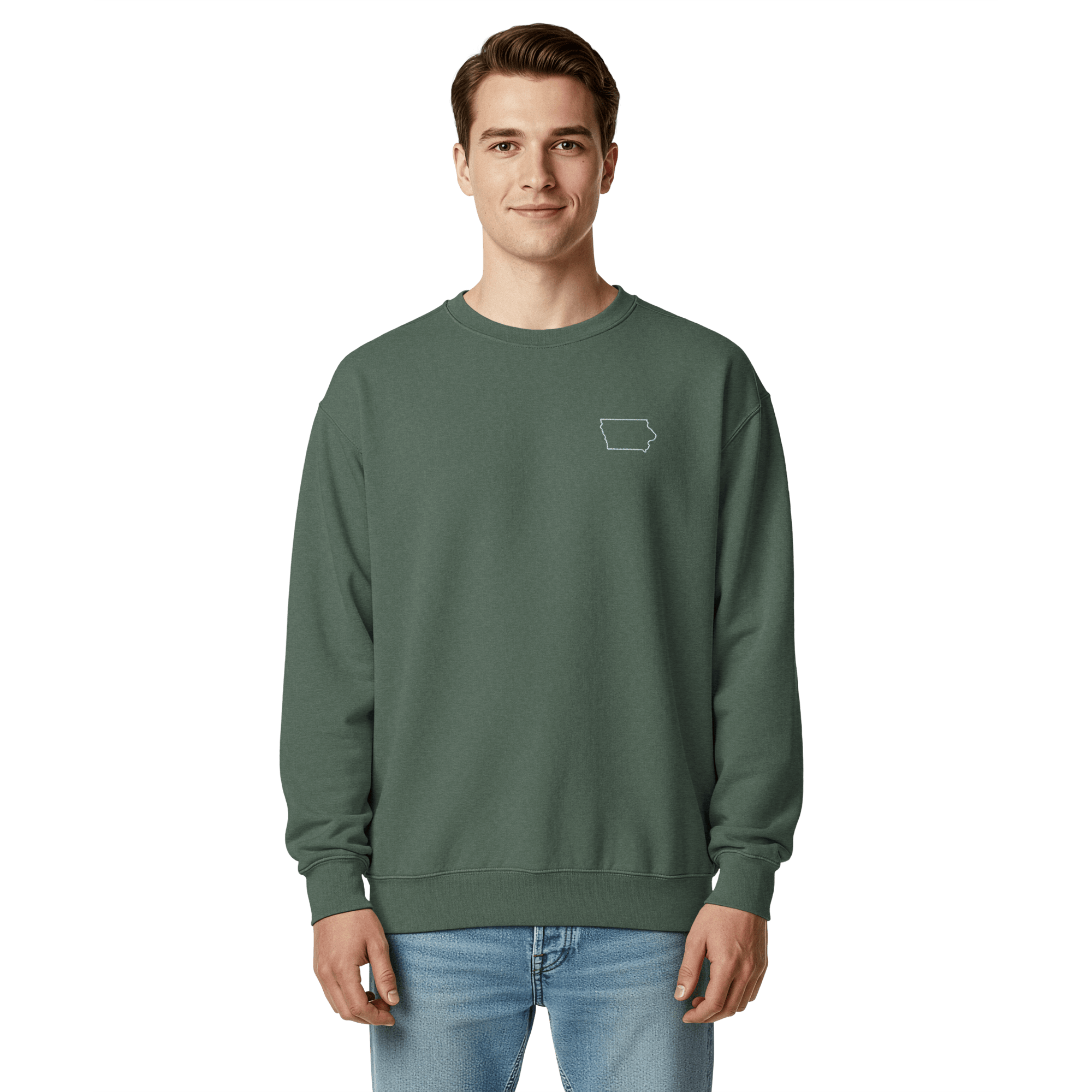 Embroidered MICHIGAN State Outline Sweatshirt | Minimalist MI Pride Comfort Colors Crewneck - Heartland Stitch