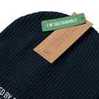 Embroidered "Powered By Anxiety & Iced Coffee" | Organic Cotton Ribbed Beanie - Heartland Stitch