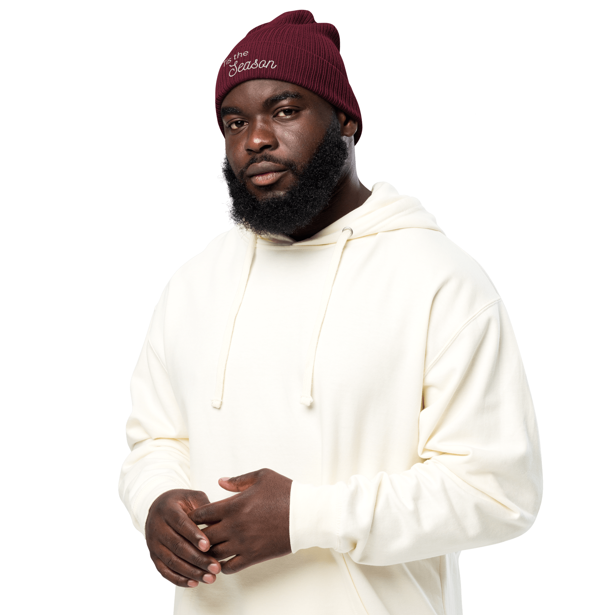 Embroidered Tis the Season | Organic Cotton Ribbed Beanie - Heartland Stitch