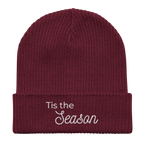 Embroidered Tis the Season | Organic Cotton Ribbed Beanie - Heartland Stitch
