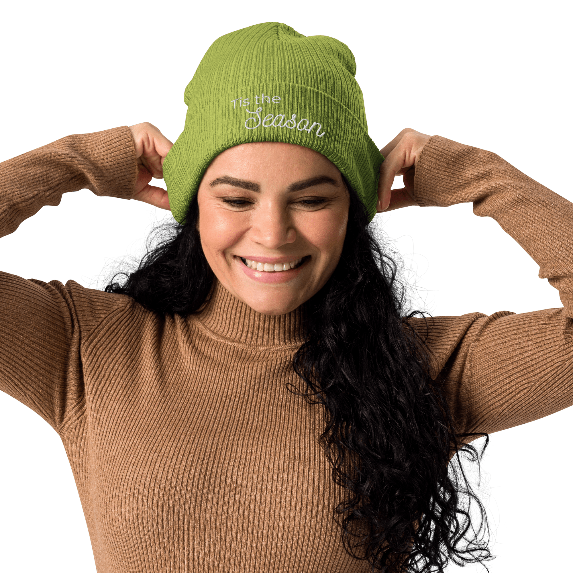 Embroidered Tis the Season | Organic Cotton Ribbed Beanie - Heartland Stitch